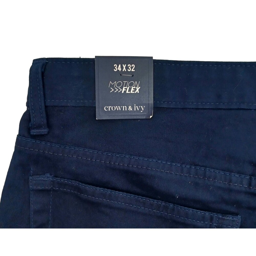 Crown & Ivy Harbornavy Men's 5 Pocket Chino Pants Size 34x32 Navy Blue